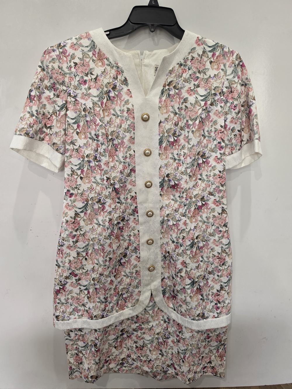 Vintage Floral Dress in White & Pink Cottagecore PETITE  FOCUS SIZE 14P
